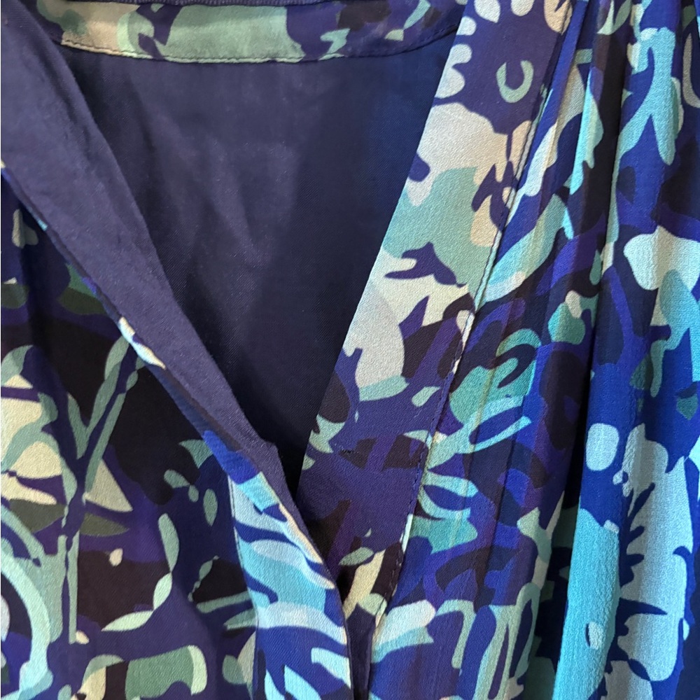 Anthropologie Long- Sleeve Somerset Mini Dress Blue Motif Size Large - Picture 8 of 13